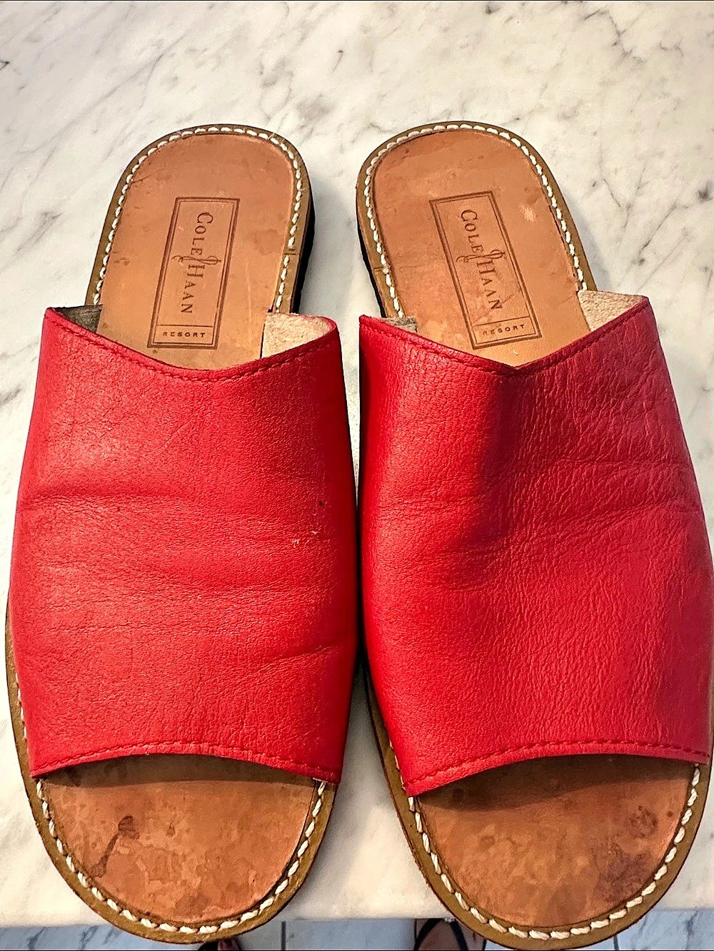 Cole Haan Red Leather Slide Sandals